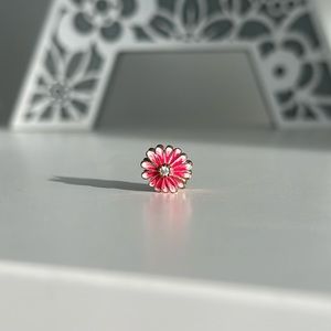 S925 Sterling Silver Rose Gold Pink Daisy Flower Charm